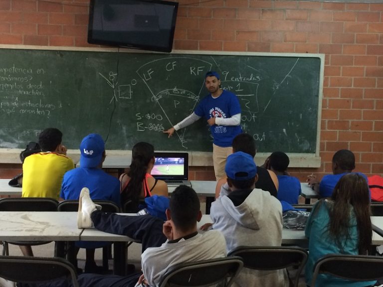 LaLigaPequena_Coach Esteban Teaching The Basics - Classroom - San Javier 3-17-2016 Camp